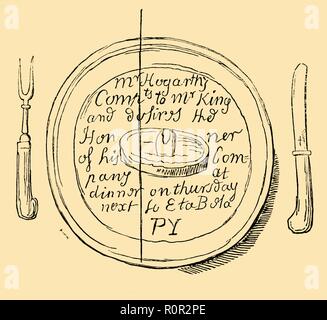 'Une carte d'Invitation par Hogarth', (1881). Créateur : Inconnu. Banque D'Images