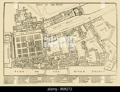 'Une copie réduite de Fisher's Plan de masse du Palais Royal de Whitehall, 1680', (1881). Créateur : Inconnu. Banque D'Images