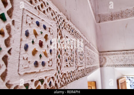 Détail de l'intérieur de Taourirt à Ouarzazate, Maroc Banque D'Images