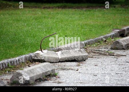 Bordure de la route d'un des morceaux de métal avec une partie Banque D'Images
