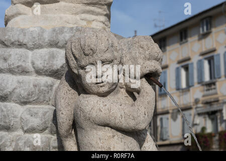 Détail de la fontaine de Neptune à Gorizia, Frioul-Vénétie Julienne, Italie Banque D'Images