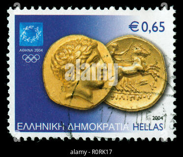 Timbre-poste de la Grèce aux jeux Olympiques série émise en 2004 Banque D'Images