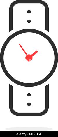 L'icône montre-bracelet linéaire noir Illustration de Vecteur