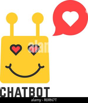 L'icône jaune chatbot amoureux Illustration de Vecteur