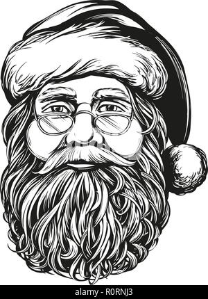 Santa Claus, symbole de Noël hand drawn vector illustration croquis. Illustration de Vecteur