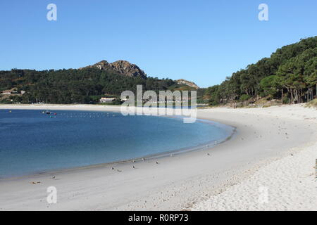 Plage de Rodas dans îles Cies. La Galice, Espagne Banque D'Images