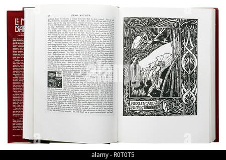 Le morte d'Arthur de Sir Thomas Malory. Merlin et Nimue Illustration par Aubrey Beardsley Banque D'Images