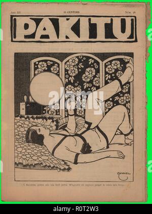 Portada de la revista satírica Pakitu, editada en Barcelone, mars 1925. Banque D'Images