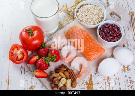 Allergies alimentaires - concept avec allergènes majeurs Banque D'Images