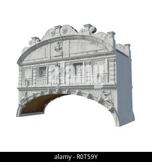 Pont des Soupirs à Venise le blanc. 3D illustration Banque D'Images