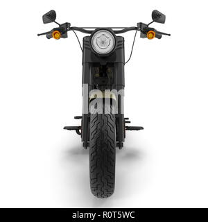 Old vintage motorcycle isolé sur blanc. Vue de face. 3D illustration Banque D'Images