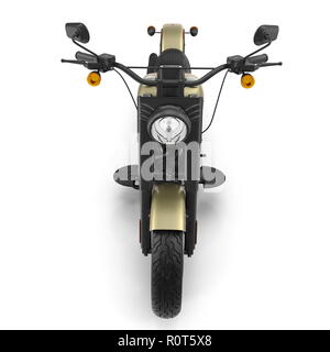 Vieille moto retro isolé sur blanc. Vue avant.3D illustration Banque D'Images