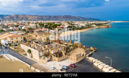 Vue aérienne. Avola, Province de Syracuse, Sicile, Italie Banque D'Images