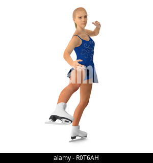 Femme sur patins isolé sur fond blanc. 3D illustration Banque D'Images
