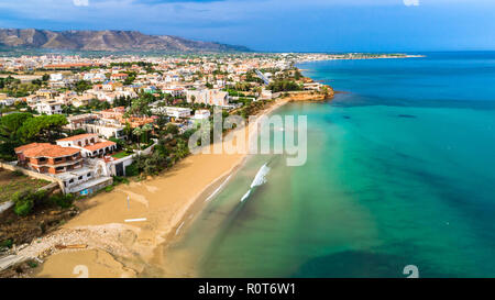 Vue aérienne. Avola, Province de Syracuse, Sicile, Italie Banque D'Images