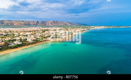 Vue aérienne. Avola, Province de Syracuse, Sicile, Italie Banque D'Images