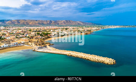 Vue aérienne. Avola, Province de Syracuse, Sicile, Italie Banque D'Images