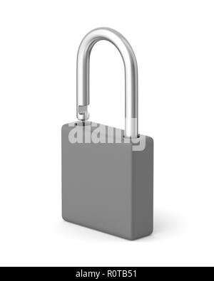 Rendu 3D cadenas en métal gris sur fond blanc. Banque D'Images