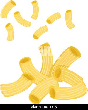 Vector set picturale de pâtes courtes, penne, cru et cuit. Modulable, modifiable illustration isolé sur un fond blanc. L'utiliser pour les recettes Illustration de Vecteur