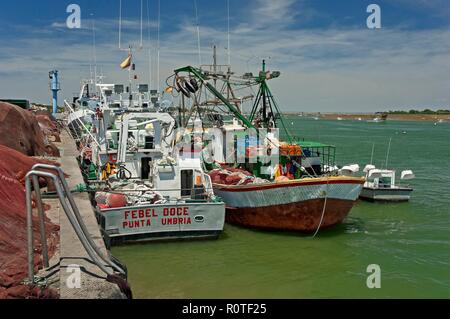 Port de pêche, Punta Umbría, Huelva province, région d'Andalousie, Espagne, Europe. Banque D'Images