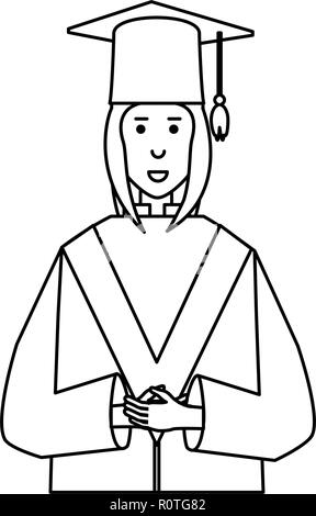Jeune femme a obtenu son diplôme de design d'illustration vectorielle caractère avatar Illustration de Vecteur