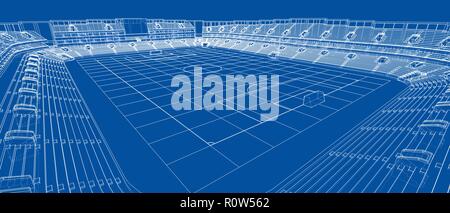 Le stade de football de croquis Illustration de Vecteur