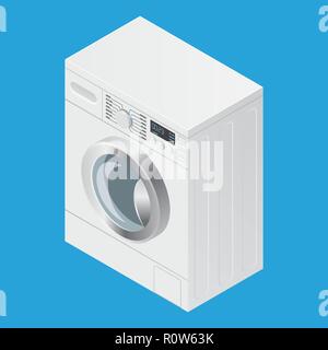 3D isométrique détaillée réaliste lave-linge icon Illustration de Vecteur