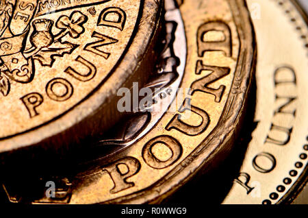 British pound coins de différentes périodes Banque D'Images