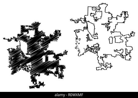 Colomb City ( États-Unis villes, United States of America, USA) site vector illustration, scribble sketch carte ville de Columbus Illustration de Vecteur