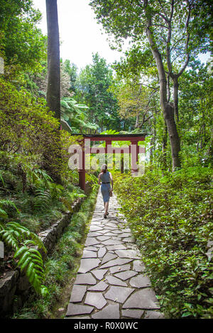 Torii en Monte Palace Jardin Tropican à Funchal, Madère, Portugal Banque D'Images