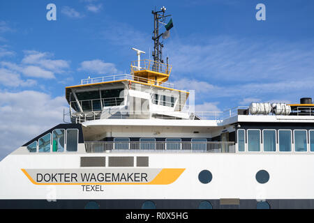 DOKTOR WAGEMAKER de Teso. Le Royal TESO N.V. est une société privée d'exploitation que le ferry boat service public à destination et en provenance de l'île néerlandaise de Texel. Banque D'Images