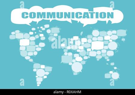 Carte du monde faite de bulles de texte. Notion de vecteur de communication Illustration de Vecteur