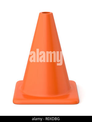 Orange en rendu 3D traffic cone sur un fond blanc. Banque D'Images