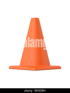 Orange en rendu 3D traffic cone sur un fond blanc. Banque D'Images