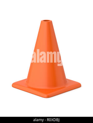 Orange en rendu 3D traffic cone sur un fond blanc. Banque D'Images