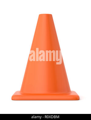 Orange en rendu 3D traffic cone sur un fond blanc. Banque D'Images