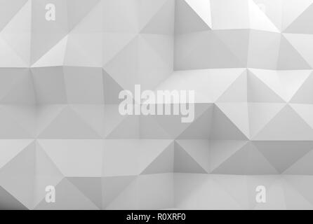 Abstract digital blanc motif polygonal, mosaic wall background texture, rendu 3d illustration Banque D'Images