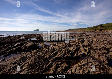 Marée basse à Wembury beach Devon Banque D'Images