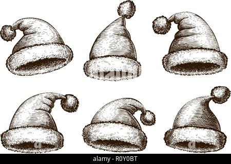 Santa Claus hat, croquis. Vintage vector illustration Illustration de Vecteur