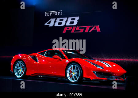 Sao Paulo, Brésil. 7Th Nov 2018. Sao Paulo - SP - 07/11/2018 - Salao Internacional do Automovel de Sao Paulo 2018 - Lancement de la voie Ferrari 488 en Amérique latine, dans la 30e édition de l'International Auto Show de Sao Paulo, qui a eu lieu à Sao Paulo Expo du 8 au 18 novembre, considéré comme la 4ème plus grande du monde, un événement qui se déplace de plus de 300 millions de reais. Cette année il y a environ 50 marques avec plus de 500 véhicules exposés dans un domaine de &# x200b ;&# x200b;110 000 mètres carrés Photo : Suamy Beydoun / AGIF : Crédit AGIF/Alamy Live News Banque D'Images