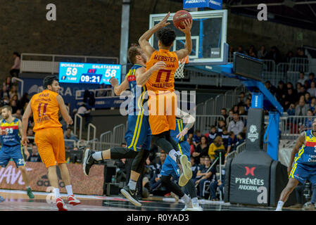 Andorre-la-Vieille, ANDORRE - 7 NOVEMBRE 2018 : EURO CUP J6 match entre l'Andorre Morabanc BC et Galatasaray. Crédit : Martin Silva Cosentino / Alamy Live News Banque D'Images