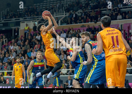 Andorre-la-Vieille, ANDORRE - 7 NOVEMBRE 2018 : EURO CUP J6 match entre l'Andorre Morabanc BC et Galatasaray. Crédit : Martin Silva Cosentino / Alamy Live News Banque D'Images