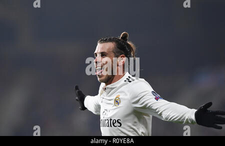 Pilsen, République tchèque. 07Th Nov, 2018. GARETH BALE (Madrid) célèbre un but pendant le match de l'UEFA Champions League, groupe étape, groupe G, entre FC Viktoria Plzen et le Real Madrid, dans la région de Pilsen, République tchèque, le 7 novembre 2018. Credit : Michal Kamaryt/CTK Photo/Alamy Live News Banque D'Images