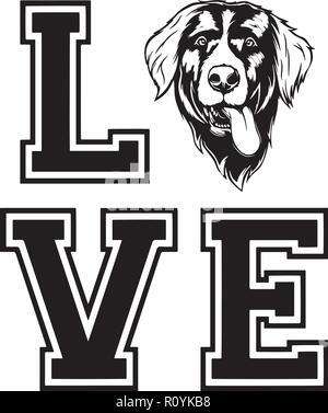 Chef de race bouvier bernois Pedigree isolé Animaux Portrait Smiling Happy face chiot Animal Cartoon Illustration Portrait Art Design mignon Illustration de Vecteur