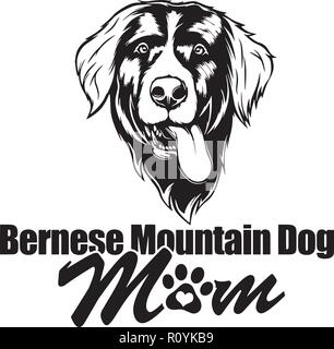 Chef de race bouvier bernois Pedigree isolé Animaux Portrait Smiling Happy face chiot Animal Cartoon Illustration Portrait Art Design mignon Illustration de Vecteur