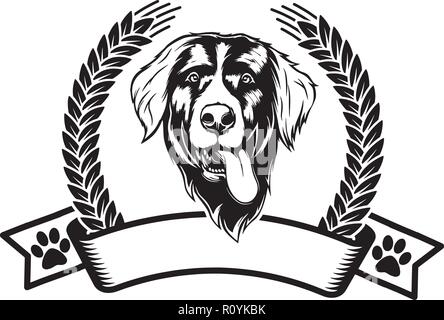 Chef de race bouvier bernois Pedigree isolé Animaux Portrait Smiling Happy face chiot Animal Cartoon Illustration Portrait Art Design mignon Illustration de Vecteur