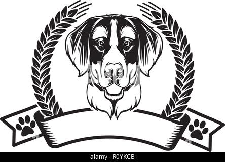 Chef de race bouvier bernois Pedigree isolé Animaux Portrait Smiling Happy face chiot Animal Cartoon Illustration Portrait Art Design mignon Illustration de Vecteur