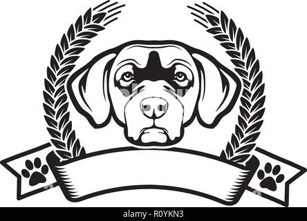 Chesapeake Bay Retriever race de chien Pedigree isolés tête Animaux Portrait Smiling Happy face chiot Animal Cartoon Illustration Portrait Art mignon Illustration de Vecteur