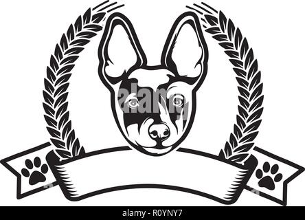 Race de chien terrier arbre isolé tête Animaux Portrait Smiling Happy face chiot Animal Cartoon Illustration Portrait Art Design mignon Illustration de Vecteur