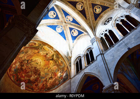 Plafonds peints et voltige dans Cattedrale di San Martino. Lucca, Province de Lucca, Toscane, Italie, Europe Banque D'Images